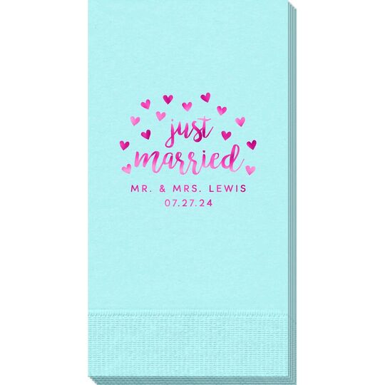 Confetti Hearts Just Married Guest Towels
